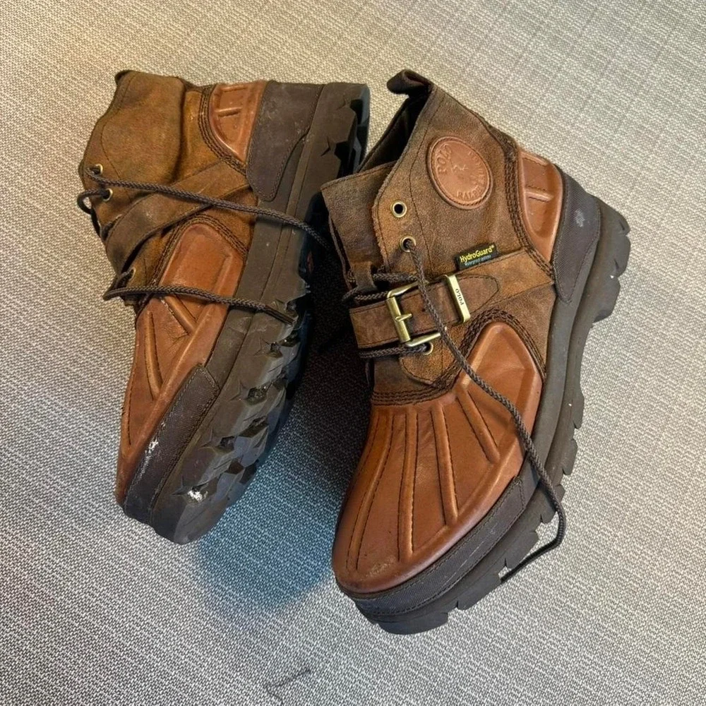 Polo Ralph Lauren Brown leather outdoor boots with buckle